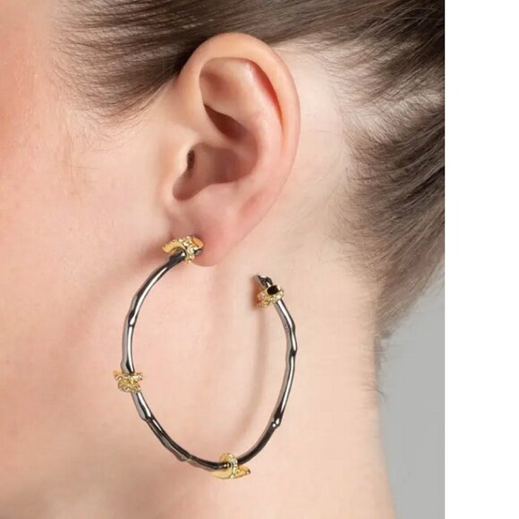 Alexis Bittar Barbed Wire Hoop Earrings - Gunmetal - Picture 5 of 13